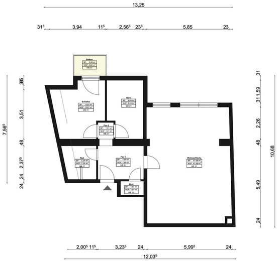 Ostertor | Erstbezug: 3-Zimmer-Wohnung mit Balkon in zentraler Lage – S&amp;P | Grundriss - 1. Obergeschoss