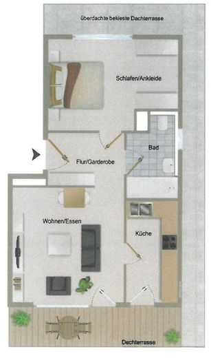 BEZUGSFREIES DACHGESCHOSS MIT EINBAUKÜCHE – Grundriss