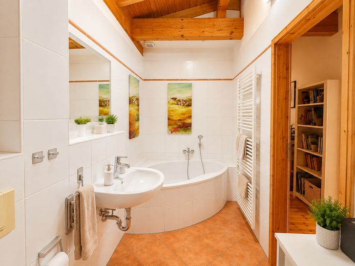 vivienda de ensueño en un entorno verde *Casa unifamiliar en Klotzsche* – Eckbadewanne zum Entspannen