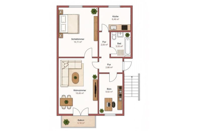 Berlin-Mitte! 3-Zimmer-Wohnung mit Balkon, derzeit vermietet – Grundriss