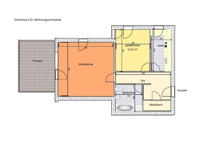 Citynahe schöne ruhige 2-Zi. Whg. von privat - Leimsiede – Grundriss