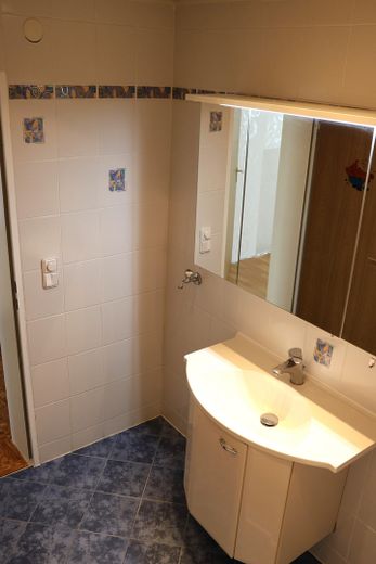 Waschbecken und Spiegelschrank