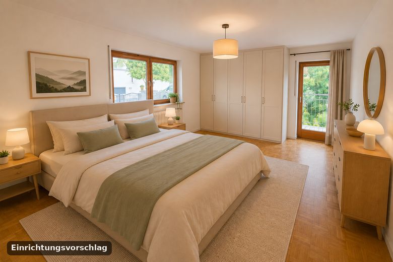 Wohnen wie im eigenen Haus: 6,5-Zi.-Maisonette, 195 m² mit Weitblick, ruhige Waldrandlage in Leimen – Schlafzimmer