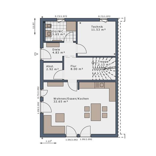 Ihr Traumhaus. Persönlich realisiert. - Doppelhaus in Kolbermoor – Grundriss Erdgeschoss