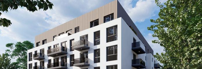 Bester Energiestandard! Moderne 1-Zi-Wohnung mit Balkon und Küche - KFW 40 NH – Visualisierung