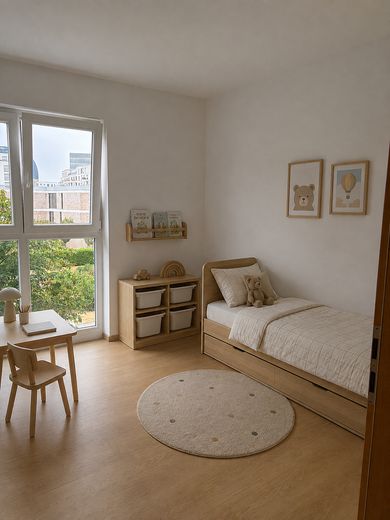 Direkt am Rebstockpark: Helle 3ZW mit Balkon und Fußbodenheizung – Kinderzimmer