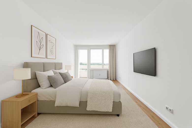 Erstbezug - sanierte 2-Raumwohnung – Virtual Staging - Schlafzimmer