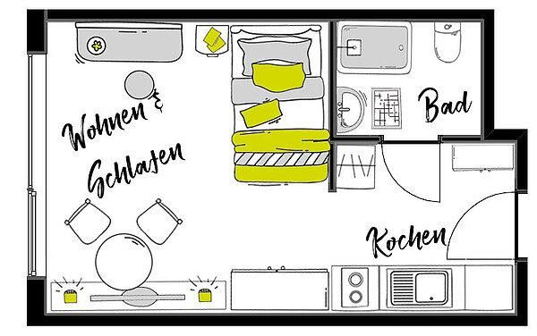 Attractive 1-room apartment in Campus Gardens, Heidelberger Bahnstadt – directly from the owner – Grundriss