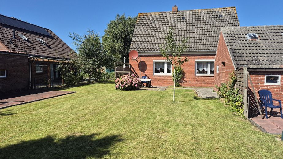 Blick vom Garten auf das Haus