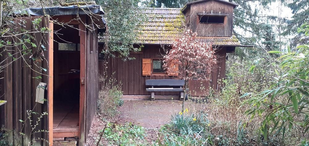 Ferienhaus, idyllisch gelegen – Ansicht Haus &amp; Schuppen