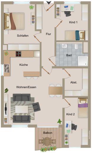 Erstbezug nach Renovierung - 4 Zimmer Wohnung in Bad Oeynhausen (10) (ID-1018) – Grundriss