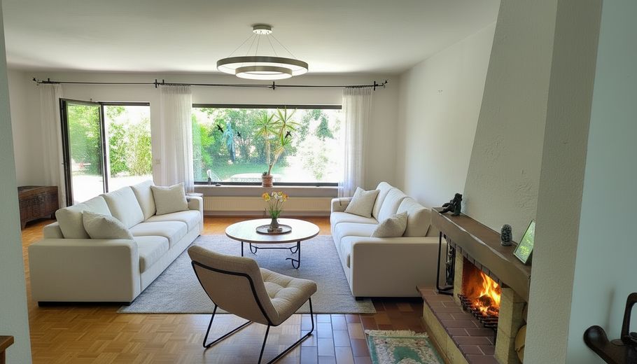 Variables Reihenendhaus mit Gasheizung von 2019, Südterrasse sowie grosszügigem Grundstück (400qm) – Wohnzimmer Idee KI generiert 