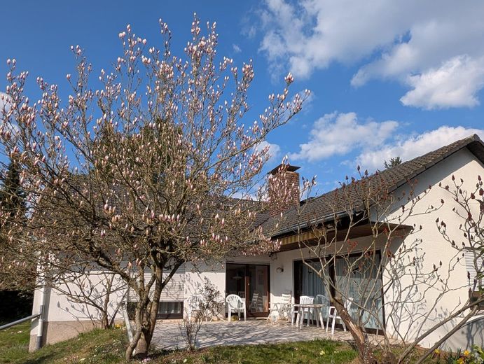 Guter Preis - 777m² Grund, Bungalow, Vollkeller, Garage in Bestlage Stadt Heusenstamm, ruhig gelegen – Südansicht Frühjahr