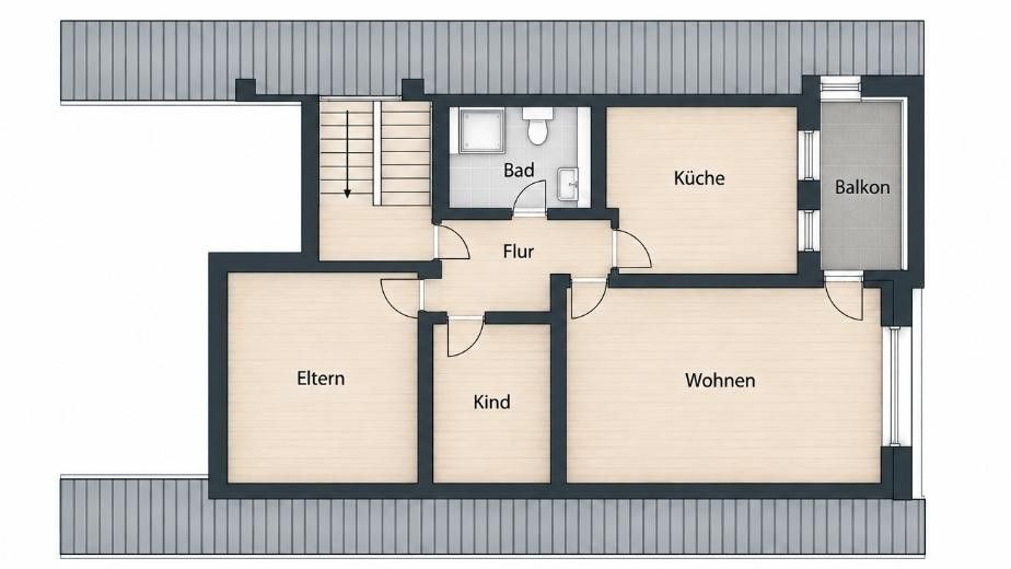 Świeżo wyremontowane 3-pokojowe mieszkanie Neusäß Westheim, powiat Augsburg, UKA – Grundriss