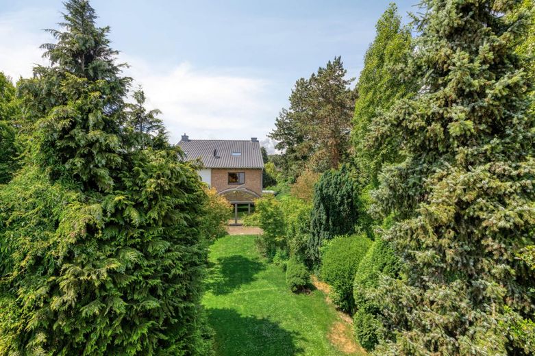 Königsdorf:  DHH mit 146 m², Wintergarten, Keller, Garage &amp; Traumgarten / Dach &amp; Fenster saniert! – Rückansicht mit Wintergarten und Garten
