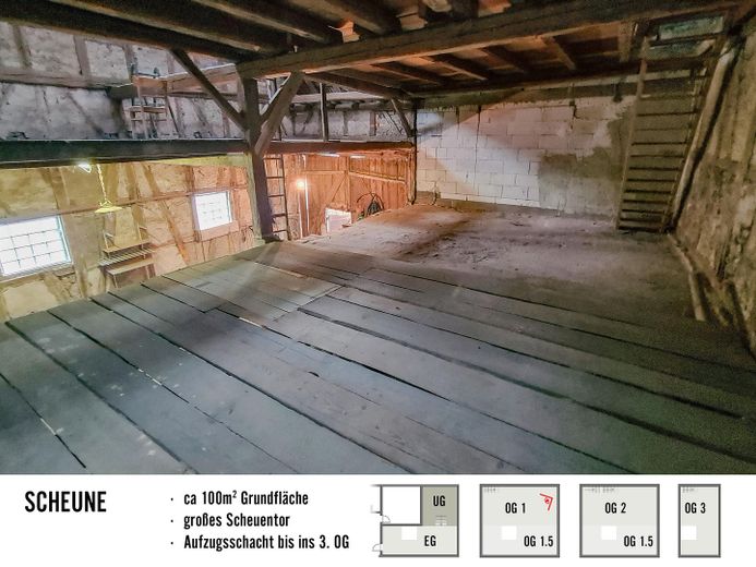 Haus mit großer Scheune: Wohnen, Werkstatt & Hobby unter einem Dach – Erster Stock in der Scheune