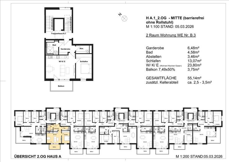 RUHIGE 2-RAUM WOHNUNG IM 1.OG - ERSTBEZUG – Grundriss WE20