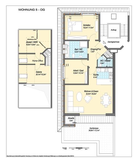 Courtagefrei: Helle und zentral gelegene DG-Maisonette-Wohnung mit Galerie und Sonnenterrasse – Grundriss