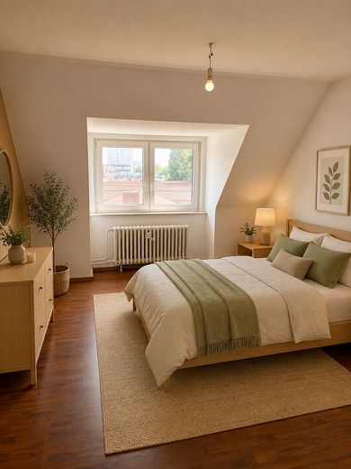 Gemütliche 3-Zimmer-Dachgeschosswohnung mit EBK in zentraler Lage – ab 01.08. frei – Schlazimmer