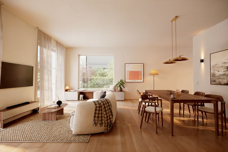 Living in a prime location in Obermenzing - south-facing garden & absolute quiet location – Großer Wohn- u. Essbereich