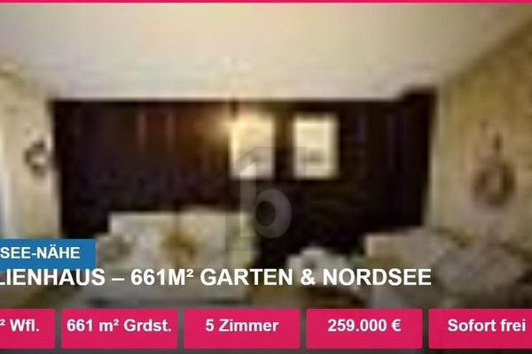 FAMILIENHAUS  661M² GARTEN & NORDSEE