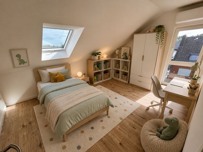 Luxus-Maisonette mit eigenem Eingang | Erstbezug | Klimaanlage | Wallbox | Einbauküche | 2 Bäder – Kind 1: virtuell möbliert
