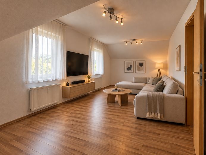 Casa bifamiliar atractiva – ideal para familias o inversores – 1.OG Wohnzimmer-visualisiert