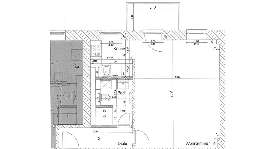 Helle möblierte 1-Zimmer-Wohnung mit Balkon im Herzen von Friedrichshain – Grundriss