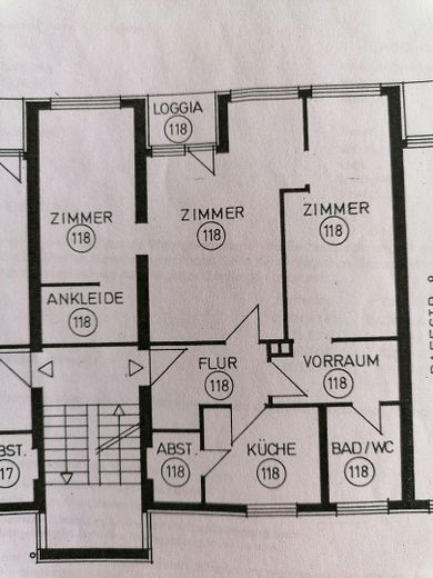 Sonnige & gepflegte 3-Zimmer-Wohnung in Toplage Stuttgart-Degerloch – Grundriss alt