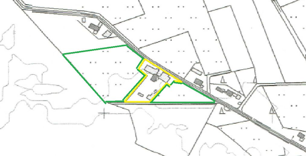 Casa de campo para artesanos y aficionados a los caballos: 2 viviendas, 670 m² de superficie útil – Lageplan 1:5000 inkl. Weiden