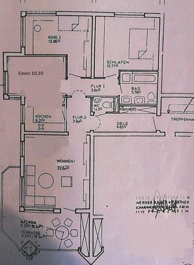 PF-Friedenstraße: curato appartamento di 3,5 locali con balcone, tranquilla posizione nel verde - SENZA PROVVIGIONE – Grundriss mit geöffnetem EZ