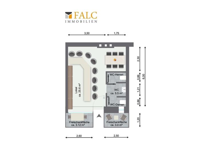 Attraktive Gewerbefläche mit Laufkundschaft - ideal für Blumenladen oder Feinkostgeschäft – Grundriss