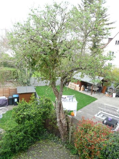 Blick vom Balkon ins Grüne