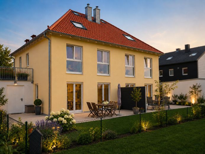 Casa bifamiliare, classe energetica A+, pompa di calore, ottime condizioni, vista aperta a ovest – West Ansicht