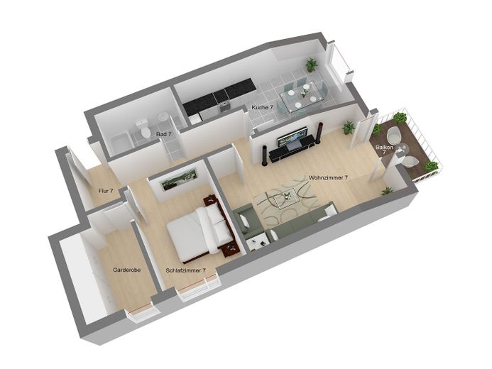 Solide Kapitalanlage mit 5,6 % Rendite inkl. Abgeschlossenheitsbescheinigung. Provisionsfrei – Grundriss Wohnung Nr. 7, DG