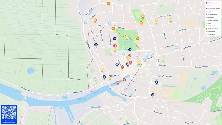 Freier Blick ins Grüne - gepflegte 2-Zimmer-Wohnung nahe Schlosspark Husum – Lageplan