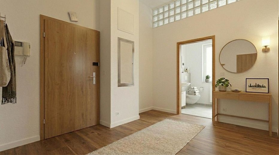 3-room ground-floor apartment with terrace facing the quiet courtyard – flexible layout in Essen-Kray – Flur