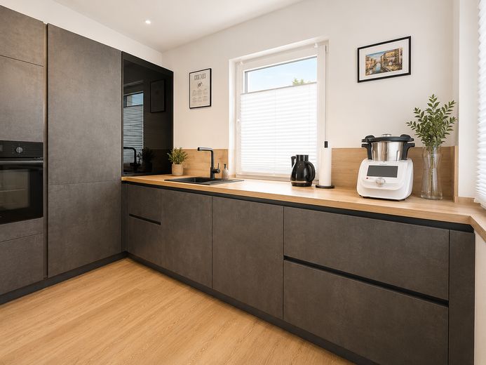 Sin comisión | Casa unifamiliar moderna con piscina y lounge | Orientación sur | Cerca de la A9 – Küchenzeile
