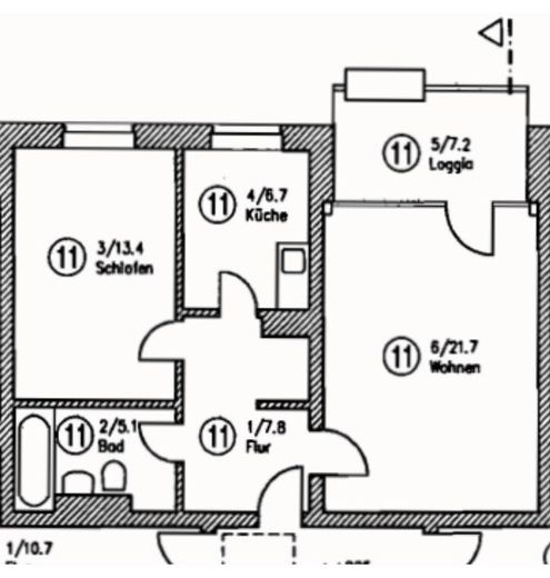 Käuferprovisionsfrei - Kapitalanlage: Vermietete 2-Zimmer-Wohnung mit TG-Stellplatz in DU-Mündelheim – Grundriss-ohne-Maße