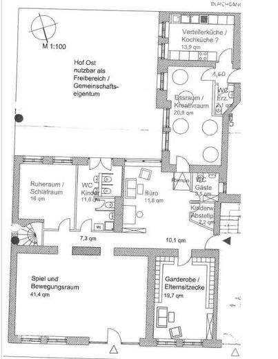 Gewerbefläche / Kita / Büro / Praxis / Kanzlei - Hier ist alles realisierbar! – Grundriss