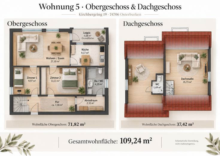 Wohnen auf 2 Ebenen: Helle 4,5-Zi.-Maisonette, 109 m², Loggia, Weitblick & Stellplatz in Osterburken – Zdjęcie 15