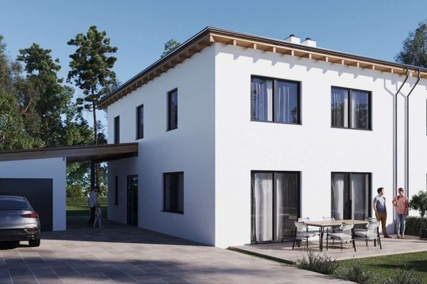 Cheminée allumée, monde éteint : nouvelle maison mitoyenne par un côté de 154 m², garage, carport & jardin dans un endroit calme