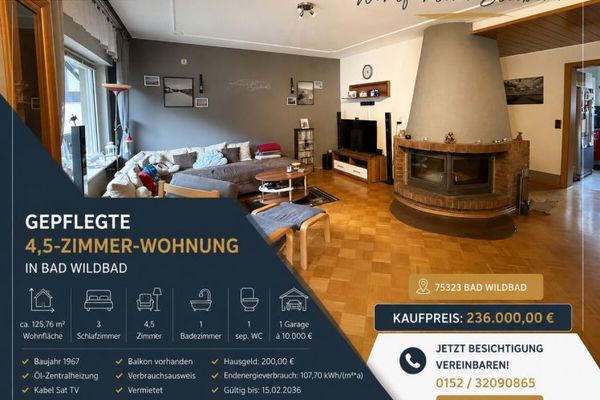 125 m² d’investissement locatif à Bad Wildbad – loué nettement en dessous du prix du marché | Garage | Cheminée | Balcon