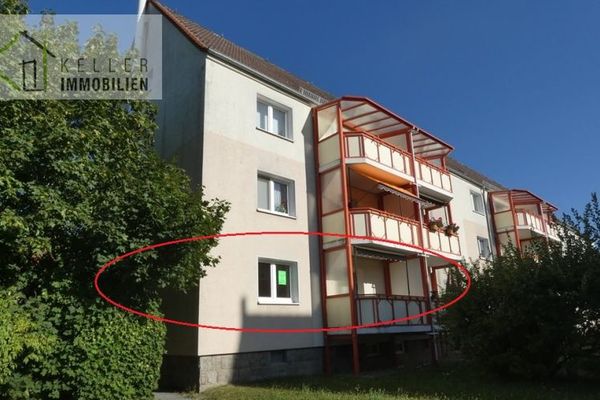 Werdau-West - Appartamento al piano terra di 3 locali con balcone, doccia a filo pavimento, inclusa cucina componibile di alta qualità