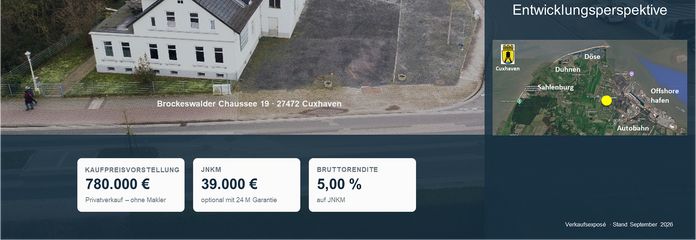 Provisionsfrei: Voll vermietetes Wohn-/Gewerbeobjekt in Cuxhaven – 1.833 m² Grundstück – Cover - Brockeswalder Tor