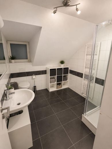 Modernisierte Dachgeschosswohnung – Duschbad (eingerichtet)