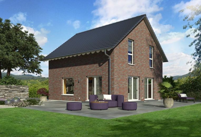 EINFAMILIENHAUS MIT OFFENER ARCHITEKTUR – Ansicht Garten Klinker