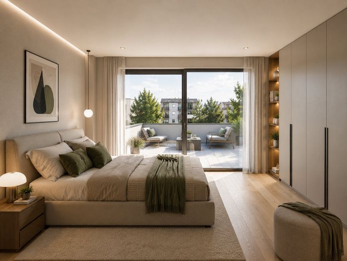 Neubau-Doppelhaushälfte mit ca. 171 m² Wohnfläche, Dachterrasse & Garage – Elternzimmer