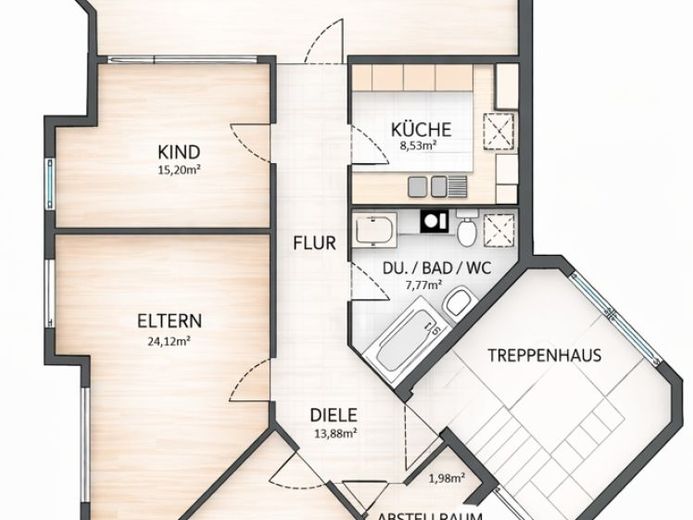 128m² Wohnglück in kleiner Einheit – Moderne 4-ZKB-Dachgeschosswohnung mit Dachloggia – फोटो 1
