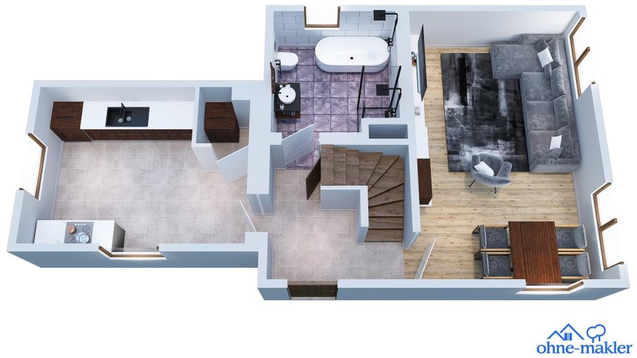 Wohnen & Arbeiten auf ca. 287 m² Fläche in Aßlar-Berghausen – EG
